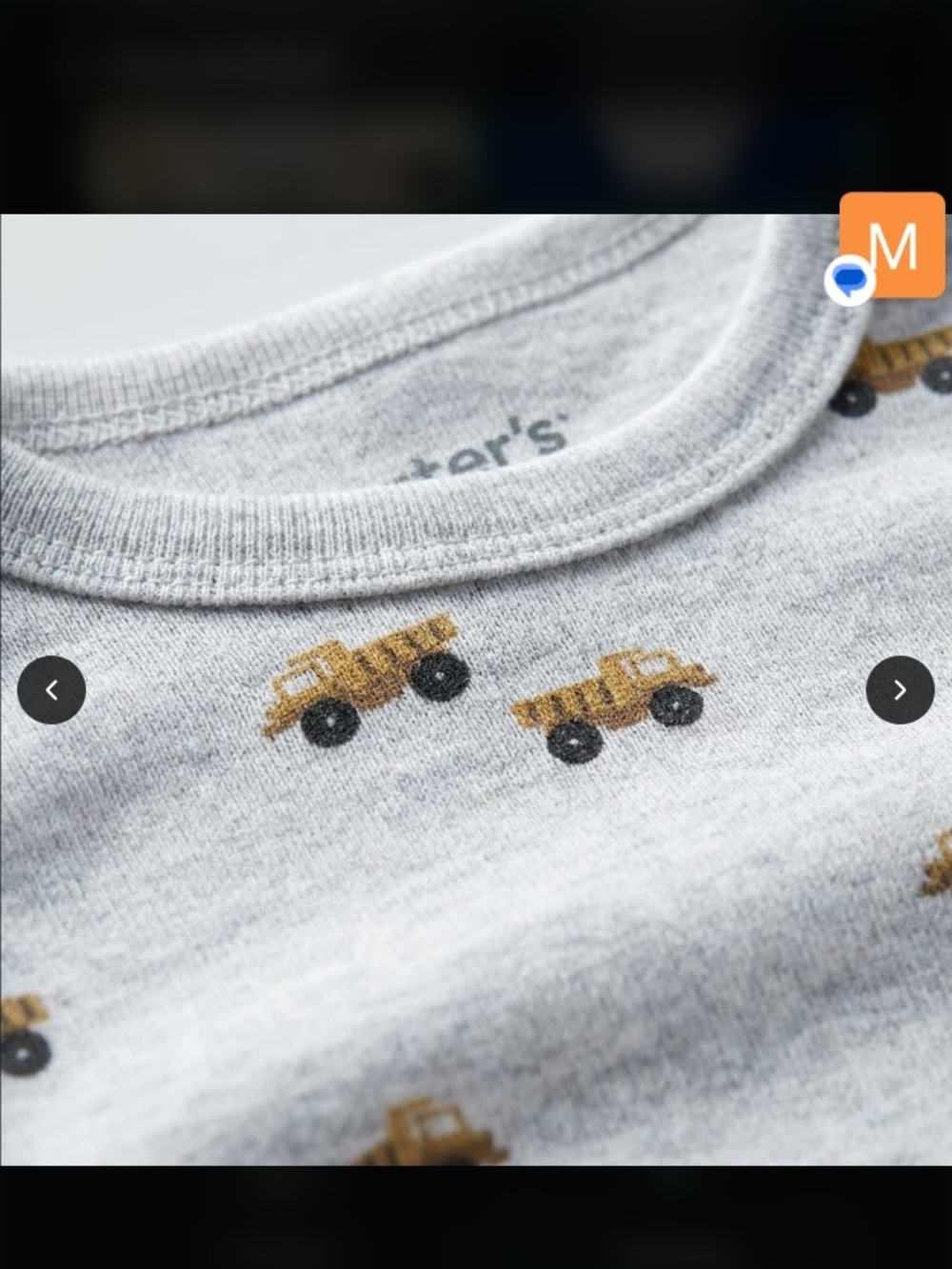 Carter's Gray Bodysuit with Yellow Truck Print